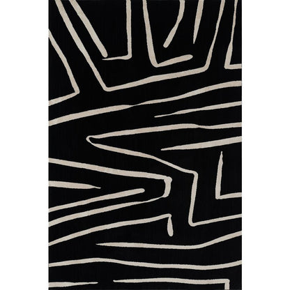 Contemporary Rectangle Area Rug, Black, 3'11" X 5'7"