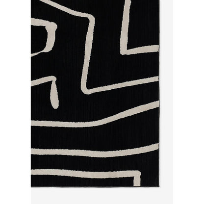 Contemporary Rectangle Area Rug, Black, 3'11" X 5'7"