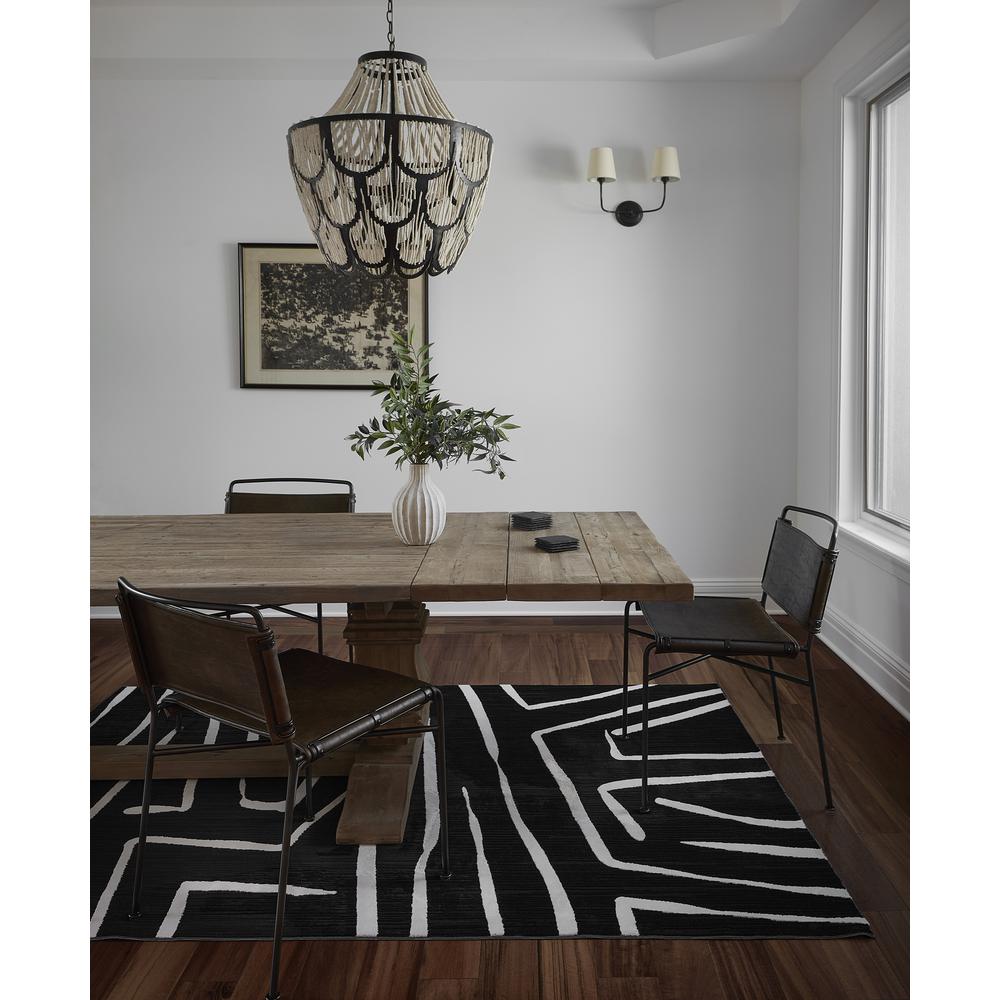 Contemporary Rectangle Area Rug, Black, 3'11" X 5'7"