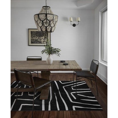 Contemporary Rectangle Area Rug, Black, 3'11" X 5'7"