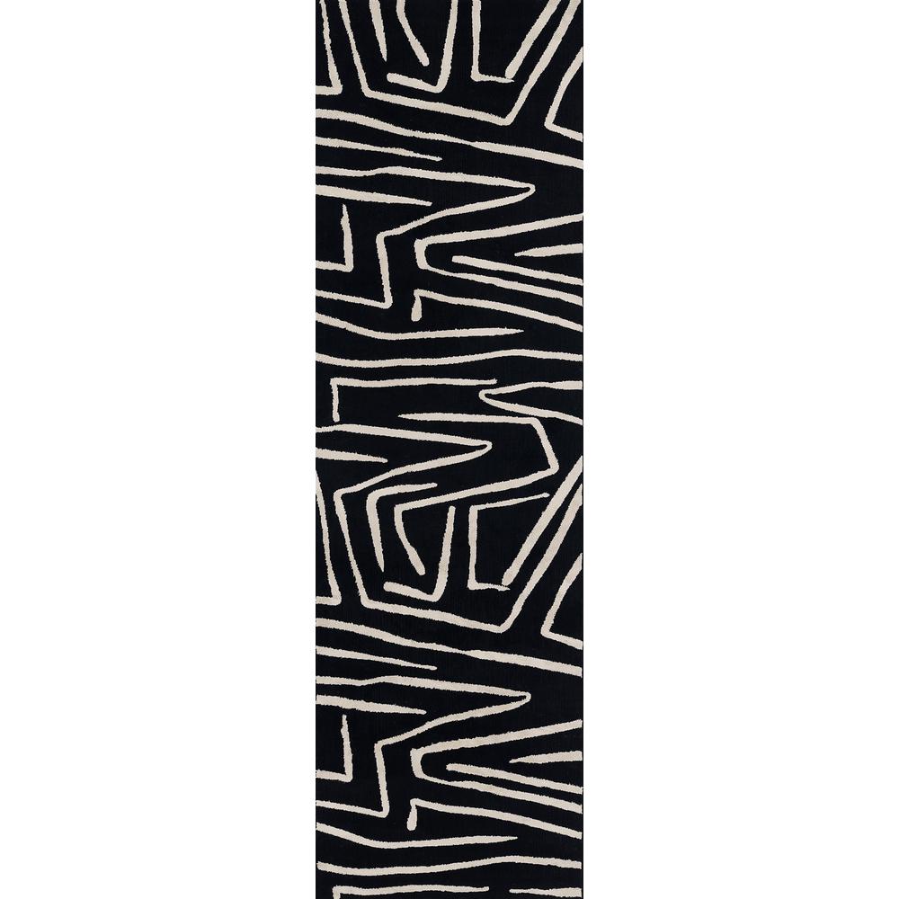 Contemporary Rectangle Area Rug, Black, 3'11" X 5'7"