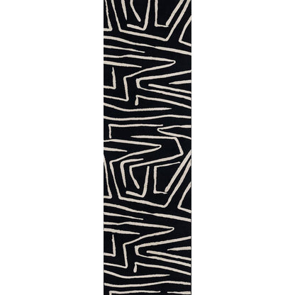 Contemporary Rectangle Area Rug, Black, 3'11" X 5'7"