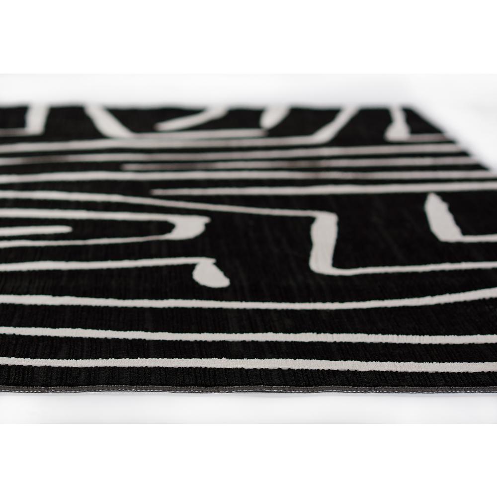 Contemporary Rectangle Area Rug, Black, 3'11" X 5'7"