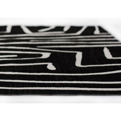 Contemporary Rectangle Area Rug, Black, 3'11" X 5'7"