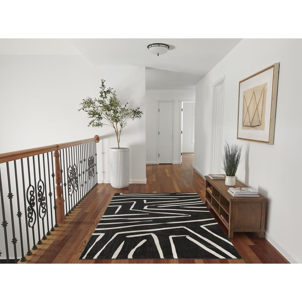 Contemporary Rectangle Area Rug, Black, 3'11" X 5'7"