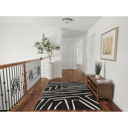 Contemporary Rectangle Area Rug, Black, 3'11" X 5'7"