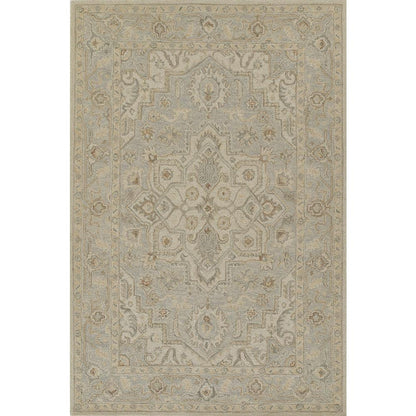 Traditional Rectangle Area Rug, Light Blue, 5' X 8'