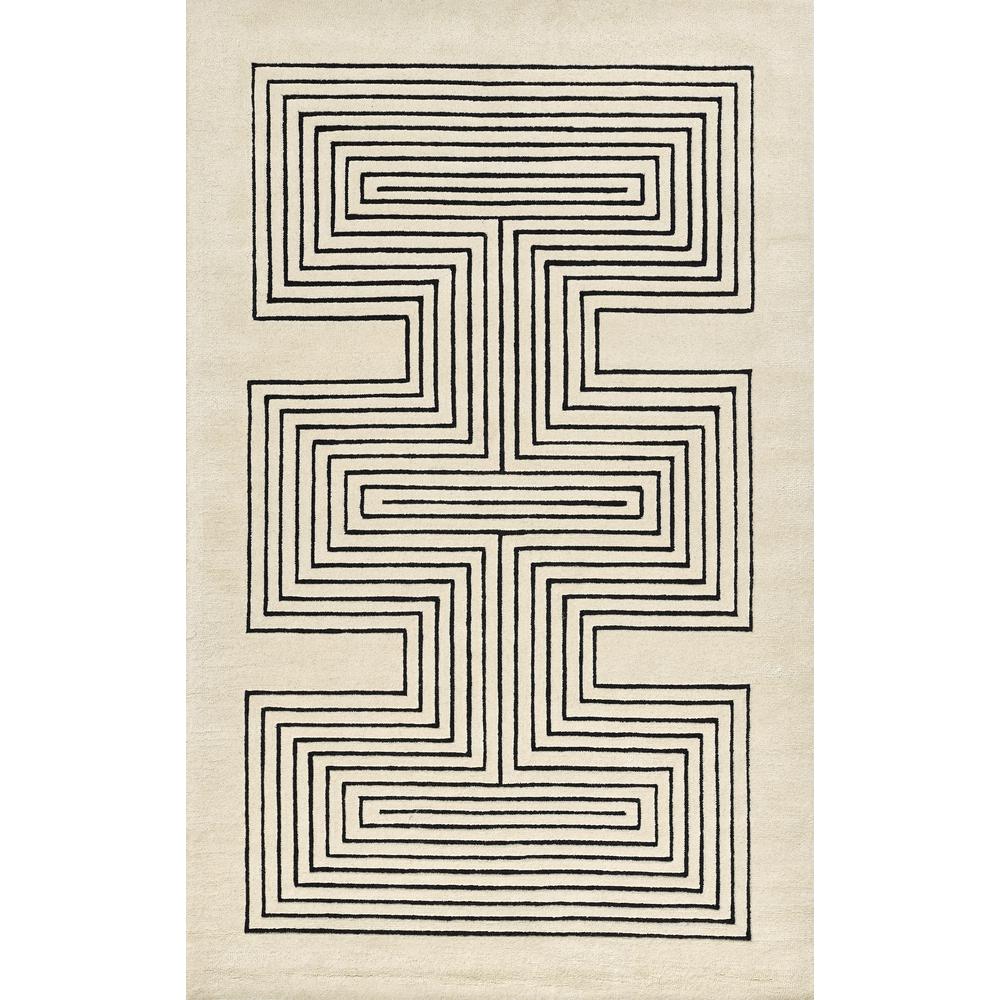 Contemporary Rectangle Area Rug, White, 3'6" X 5'6"