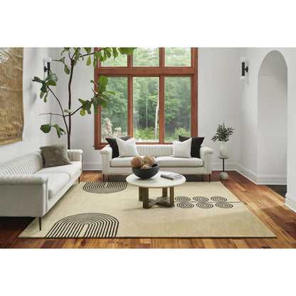 Contemporary Rectangle Area Rug, Beige, 3'6" X 5'6"