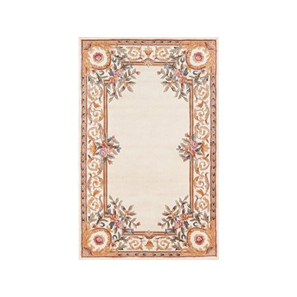 Transitional Round Area Rug, Ivory, 4' X 4' Round