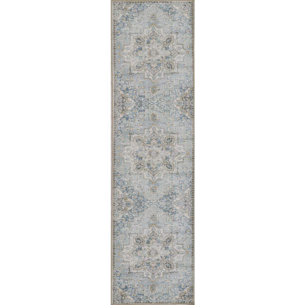 Traditional Runner Area Rug, Light Blue, 2'3" X 7'6" Runner
