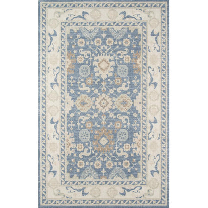 Traditional Rectangle Area Rug, Light Blue, 5'3" X 7'6"
