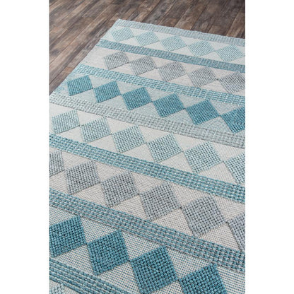 Contemporary Rectangle Area Rug, Blue, 5' X 7'