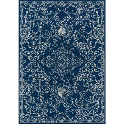 Traditional Rectangle Area Rug, Blue, 3'11" X 5'7"