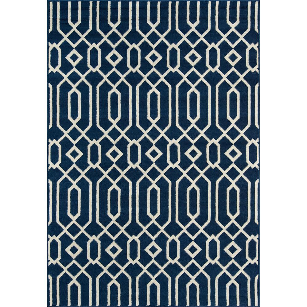 Contemporary Rectangle Area Rug, Navy, 3'11" X 5'7"