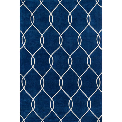 Contemporary Rectangle Area Rug, Navy, 5' X 7'6"