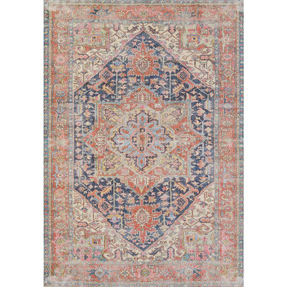 Traditional Rectangle Area Rug, Navy, 5'6" X 8'6"