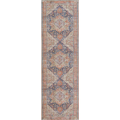 Traditional Rectangle Area Rug, Navy, 5'6" X 8'6"