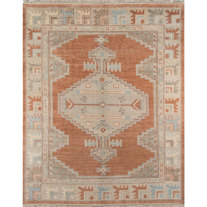 Traditional Rectangle Area Rug, Rust, 7'9" X 9'9"