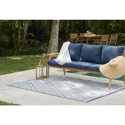 Transitional Rectangle Area Rug, Blue, 4'1" X 6'