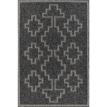 Transitional Rectangle Area Rug, Black, 4'1" X 6'