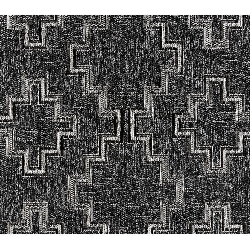 Transitional Rectangle Area Rug, Black, 4'1" X 6'