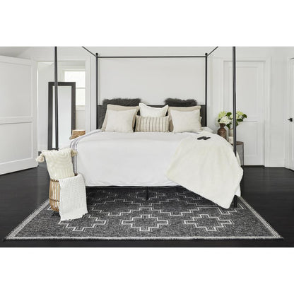 Transitional Rectangle Area Rug, Black, 4'1" X 6'