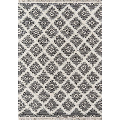 Contemporary Rectangle Area Rug, Black, 5' X 7'