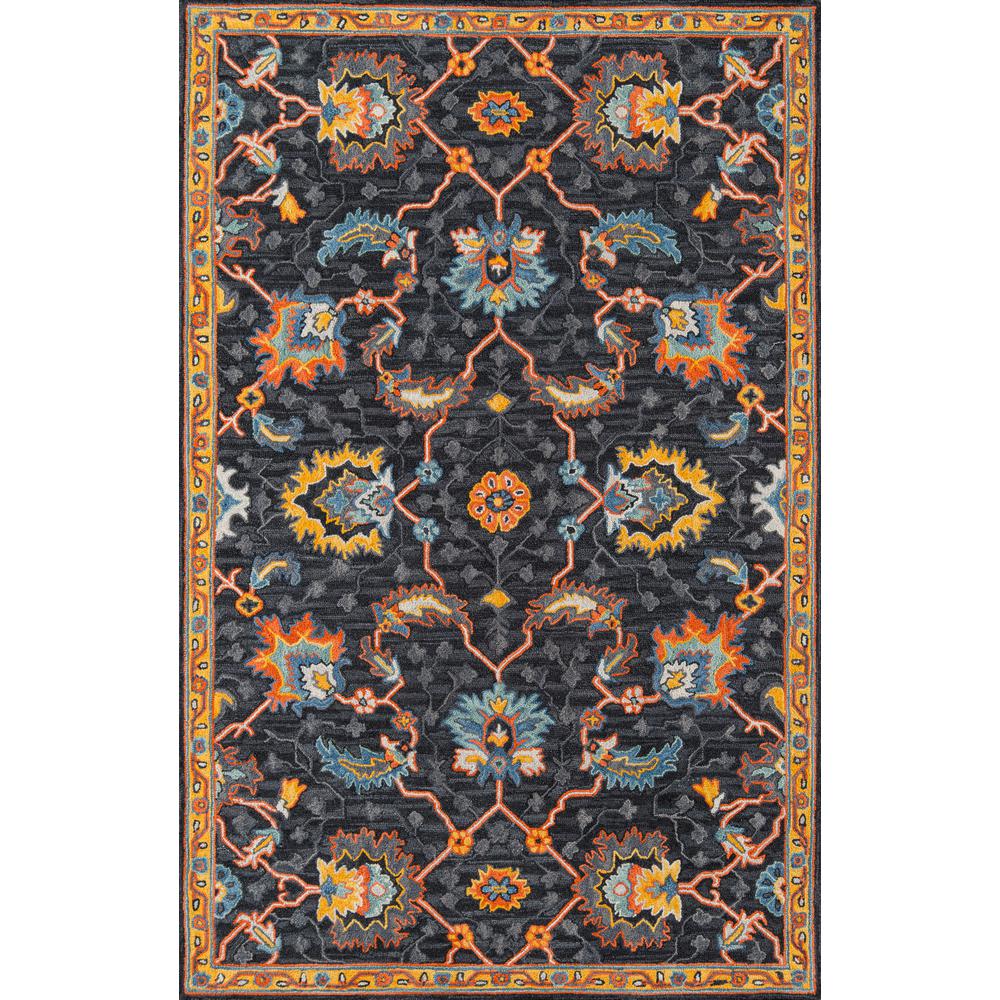 Traditional Rectangle Area Rug, Charcoal, 5' X 8'