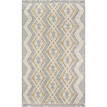 Contemporary Rectangle Area Rug, Grey, 5' X 7'