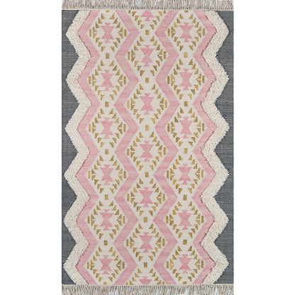 Contemporary Rectangle Area Rug, Pink, 5' X 7'