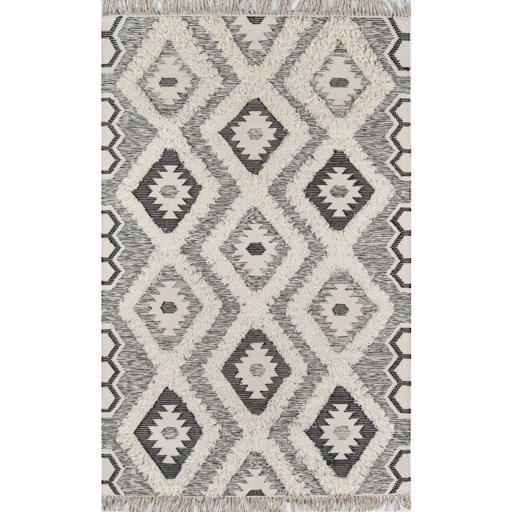 Contemporary Rectangle Area Rug, Black, 5' X 7'