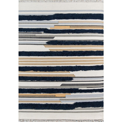 Contemporary Rectangle Area Rug, Navy, 5' X 7'