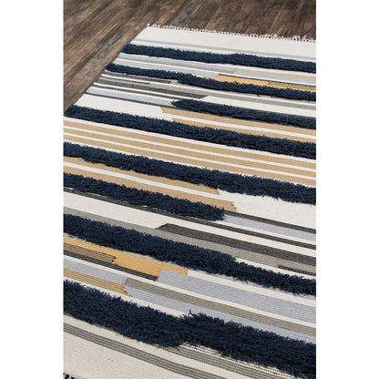 Contemporary Rectangle Area Rug, Navy, 5' X 7'