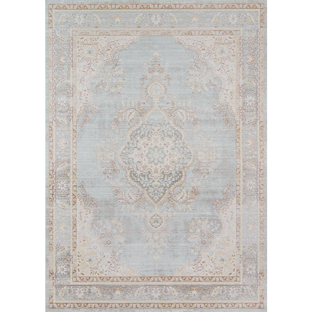 Traditional Rectangle Area Rug, Blue, 5'3" X 7'3"