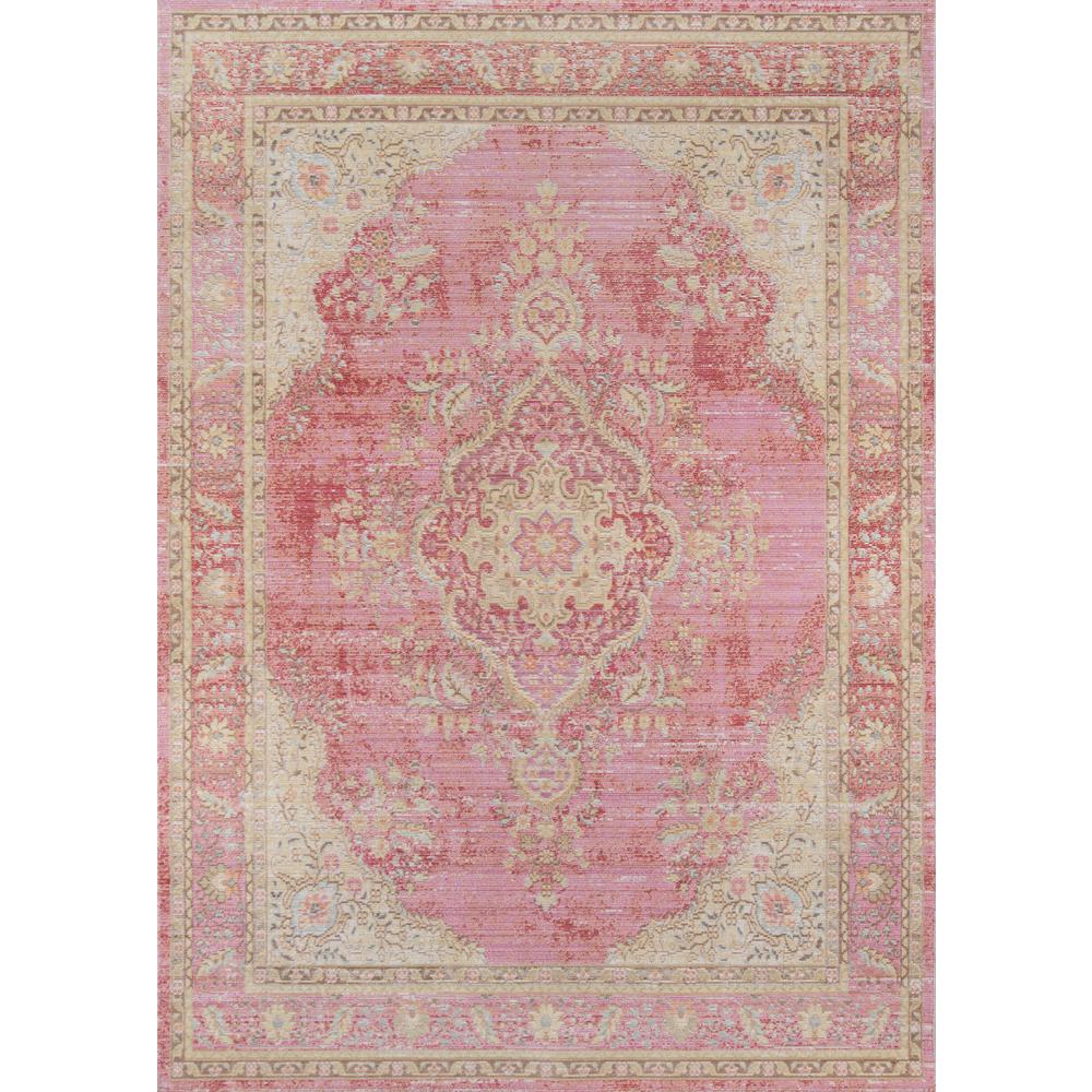 Traditional Rectangle Area Rug, Pink, 5'3" X 7'3"