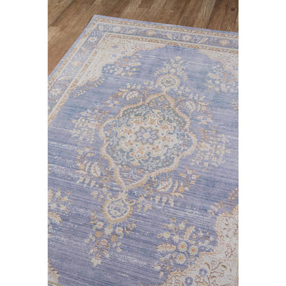 Traditional Rectangle Area Rug, Periwinkle, 5'3" X 7'3"