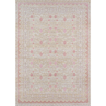 Traditional Rectangle Area Rug, Pink, 5'3" X 7'3"