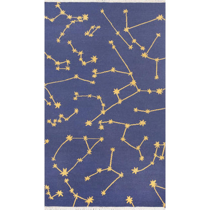 Contemporary Rectangle Area Rug, Navy, 5' X 7'6"