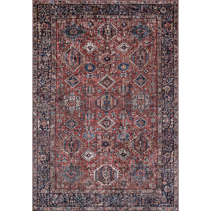 Traditional Rectangle Area Rug, Rust, 5' X 8'