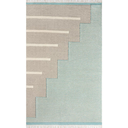 Contemporary Rectangle Area Rug, Blue, 5' X 7'6"