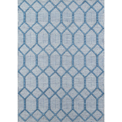 Contemporary Rectangle Area Rug, Blue, 7'6" X 9'6"