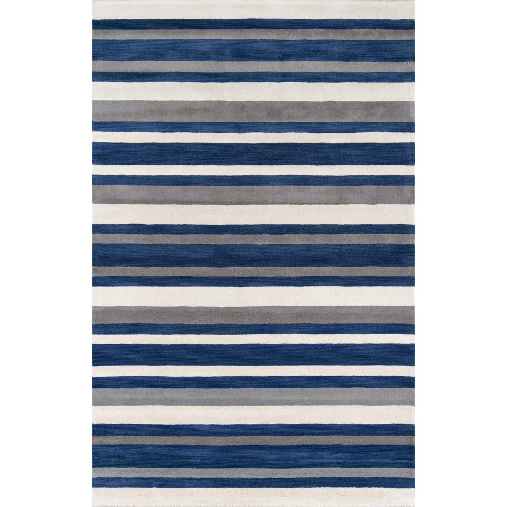 Contemporary Rectangle Area Rug, Navy, 5' X 8'