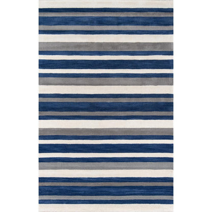 Contemporary Rectangle Area Rug, Navy, 5' X 8'