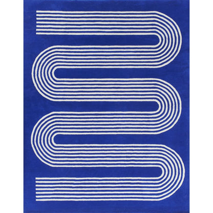 Contemporary Rectangle Area Rug, Cobalt, 5' X 8'