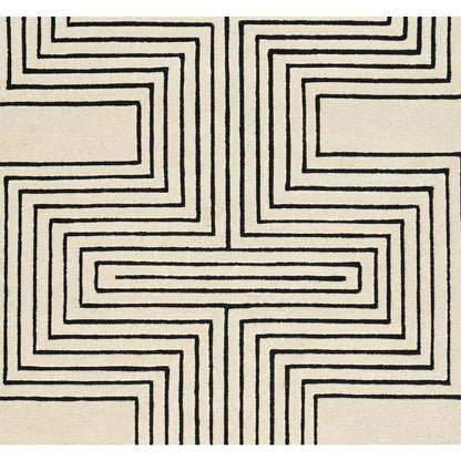 Contemporary Rectangle Area Rug, White, 5' X 8'