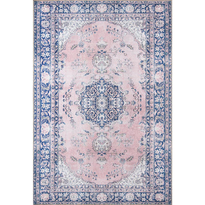 Traditional Rectangle Area Rug, Pink, 7'6" X 9'6"