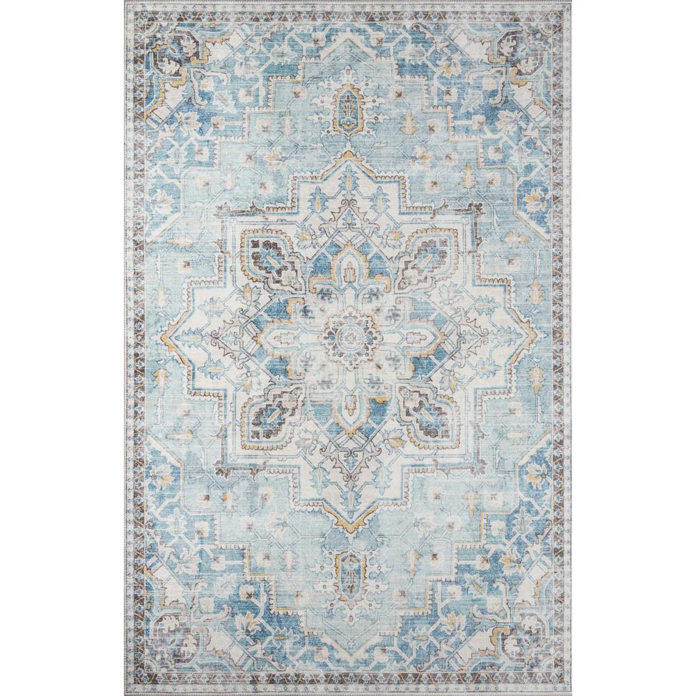 Traditional Rectangle Area Rug, Light Blue, 3' X 5'