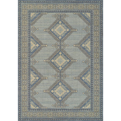 Traditional Rectangle Area Rug, Blue, 6'6" X 9'