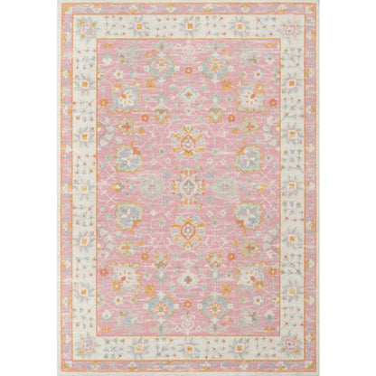 Traditional Rectangle Area Rug, Pink, 6'6" X 9'